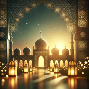 Artistic mosque at dusk symbolizing Imam Mahdi and spiritual peace
